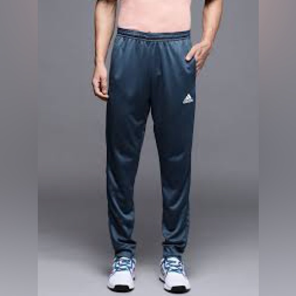 Adidas Track Pants Gray Stretch Tapered Fit Climalite Zip Legs L - Picture 1 of 8